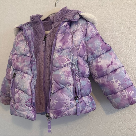 Snozu Double Zip Puffer Jacket, Purple Snowflake ❄️ Color. Size Toddler … - Picture 4 of 16